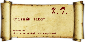 Krizsák Tibor névjegykártya